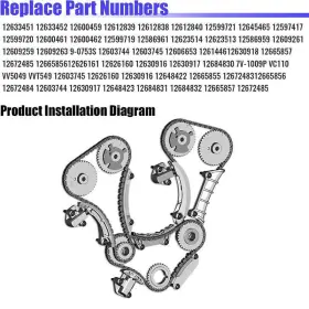 12626164 Carbole Timing Chain 4vvt Cam Phaser Int& Exh Bearings For 3.0 3.6l Equinox Cts Srx #2