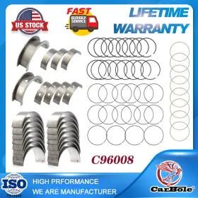 C96008 Carbole Main And Rod Bearings With Piston Rings Kit For Chevrolet Gm Ls Gen Iii Iv 4.8l 5.3l
