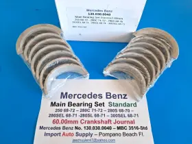 87738600 Crankshaft & Company Mercedes Benz Main Bearing Set Std. 60mm 250 250c 280s 280sl 280sel