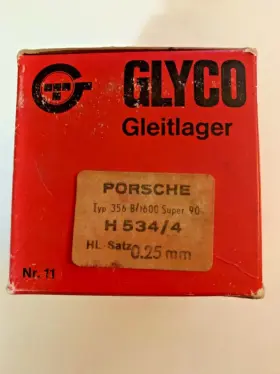61610013050 Glyco H534/4 0.25mm Porsche 356 Super 90 1960-63 Main Bearing Set 0.25 German Part # Nos