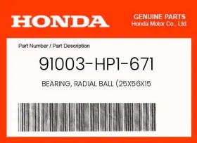 91003-hp1-671 Honda Genuine Bearing Radial Ball 25x56x15 -