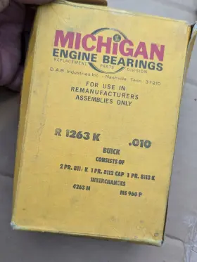 R1263k Michigan Engine Bearings Nos Main Bearing .010 1964-90 Buick 3.0 3.2 3.3 3.8 4.1 V6