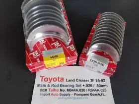M044a-020 Taiho Toyota Land Cruiser 3f Engine 88-92 Main And Rod .020 Set Made In Japan Oem