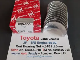 R044a-010 Taiho Toyota Land Cruiser 88-92 3f 3fe Engine 4.0 Liter Oem Rod Bearings .010