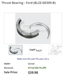 Thrust Bearing BL2Z-6D309-B Ford. Fixed Price $18.00.