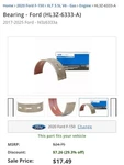 Genuine Ford HL3Z-6333-A Engine Crankshaft Main Bearing Upper 2017-2024. Fixed Price $12.00.